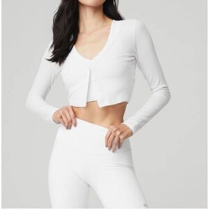 Alo yoga Sz XS long sleeve Ribbed cropped whisper cardigan